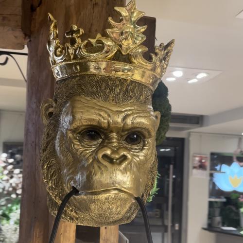 Wandleuchte Affe Kong, gold 