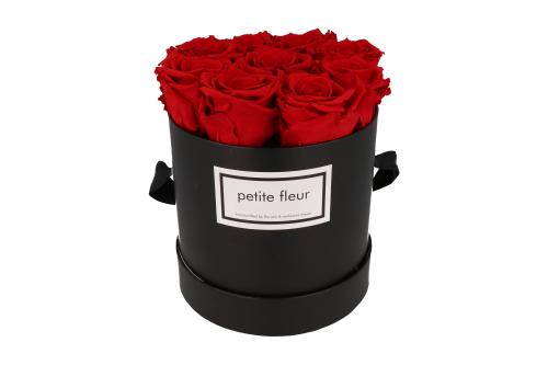 Petite Fleur Flowerbox Infinity Rosen M rund in Rot mit 9-10 Rosen 