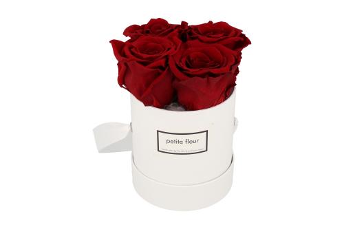 Petite Fleur Flowerbox Infinity Rosen S rund in Dunkelrot mit 4 Rosen 
