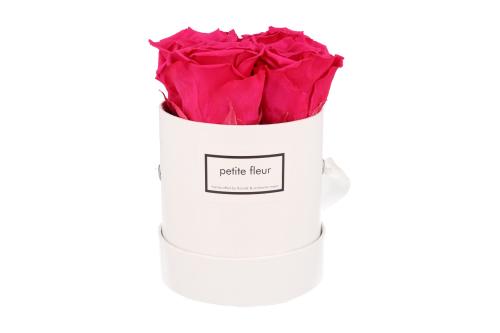 Petite Fleur Flowerbox Infinity Rosen S rund in Dunkel Pink mit 4 Rosen 