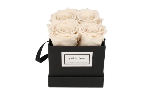 Petite Fleur Flowerbox Infinity Rosen S quadratisch schwarz 4-5 Rosen ivory 