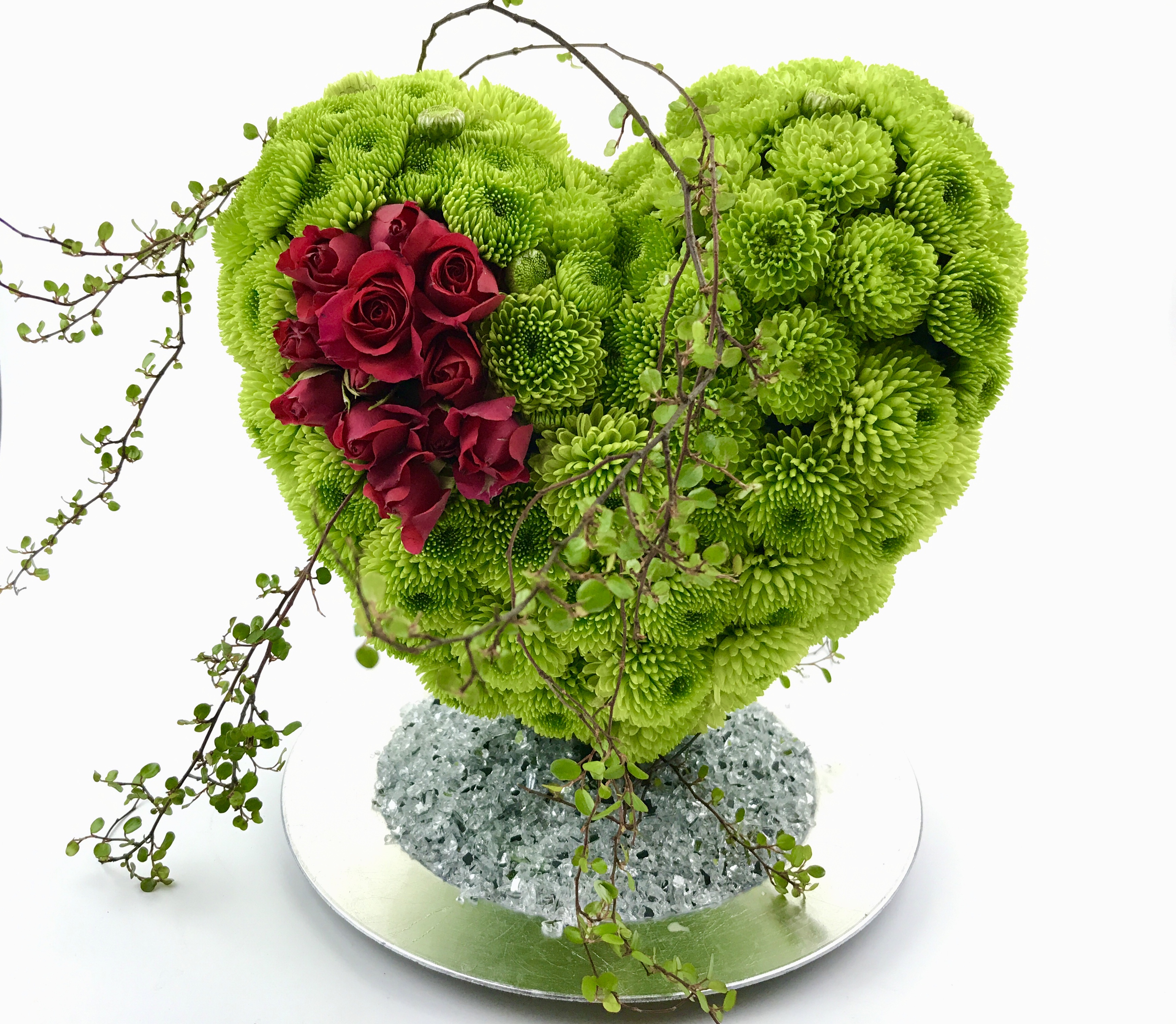 Grün-rotes florales 3D Herz 