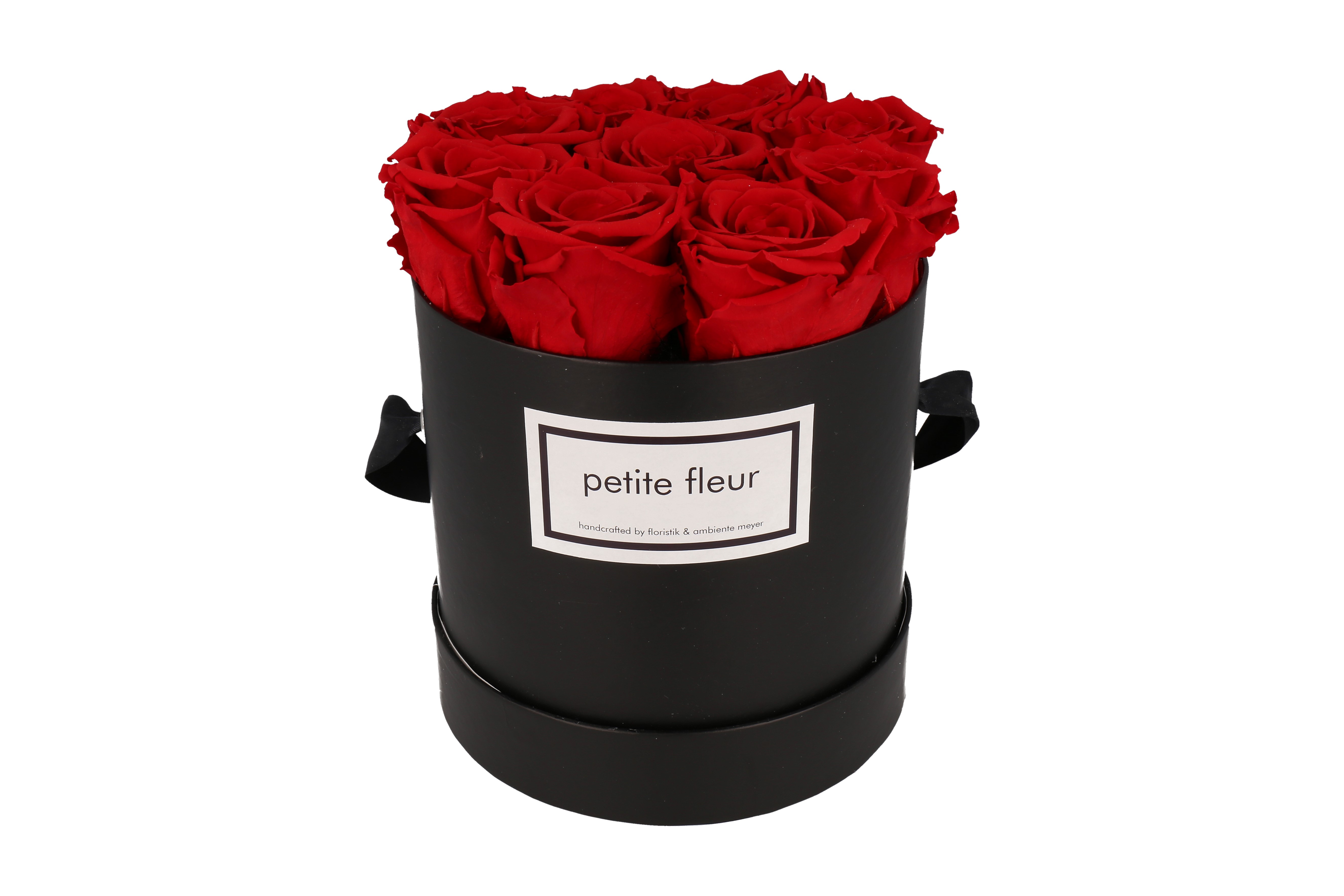 Petite Fleur Flowerbox Infinity Rosen M rund in Rot mit 9-10 Rosen 