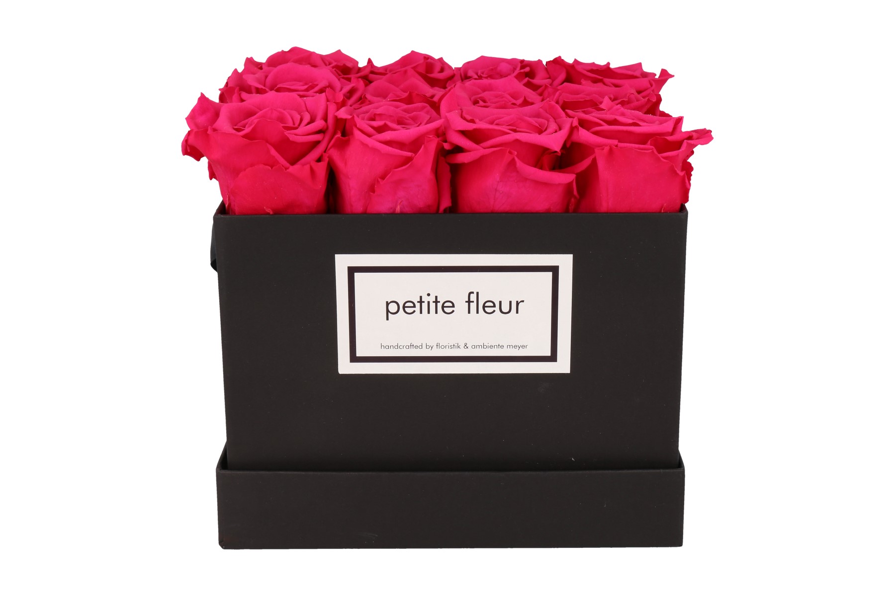 Petite Fleur Flowerbox Infinity Rosen M quadratisch in Dunkel Pink mit 9-12 Rosen 
