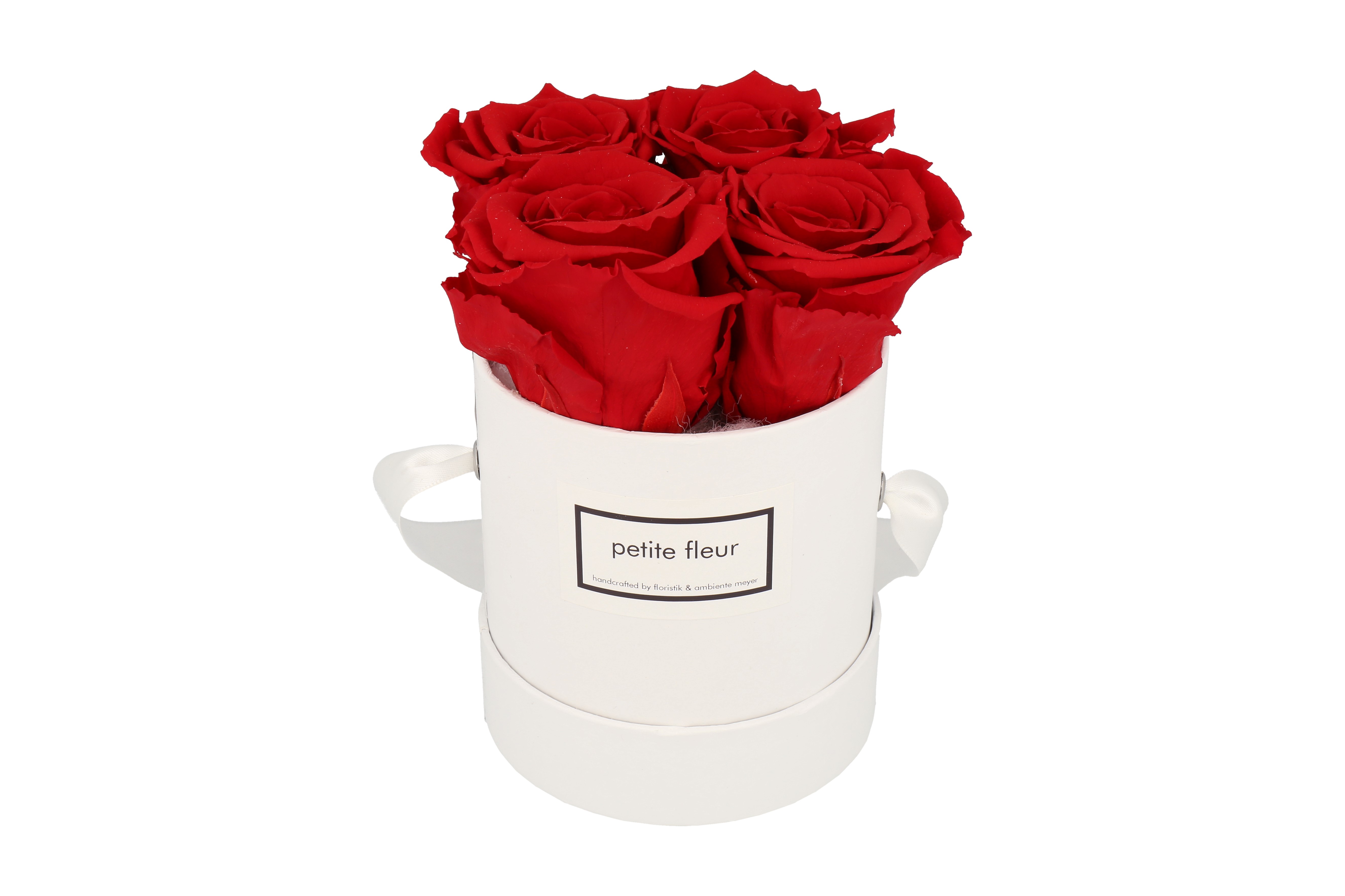 Petite Fleur Flowerbox Infinity Rosen S rund in Rot mit 4 Rosen 