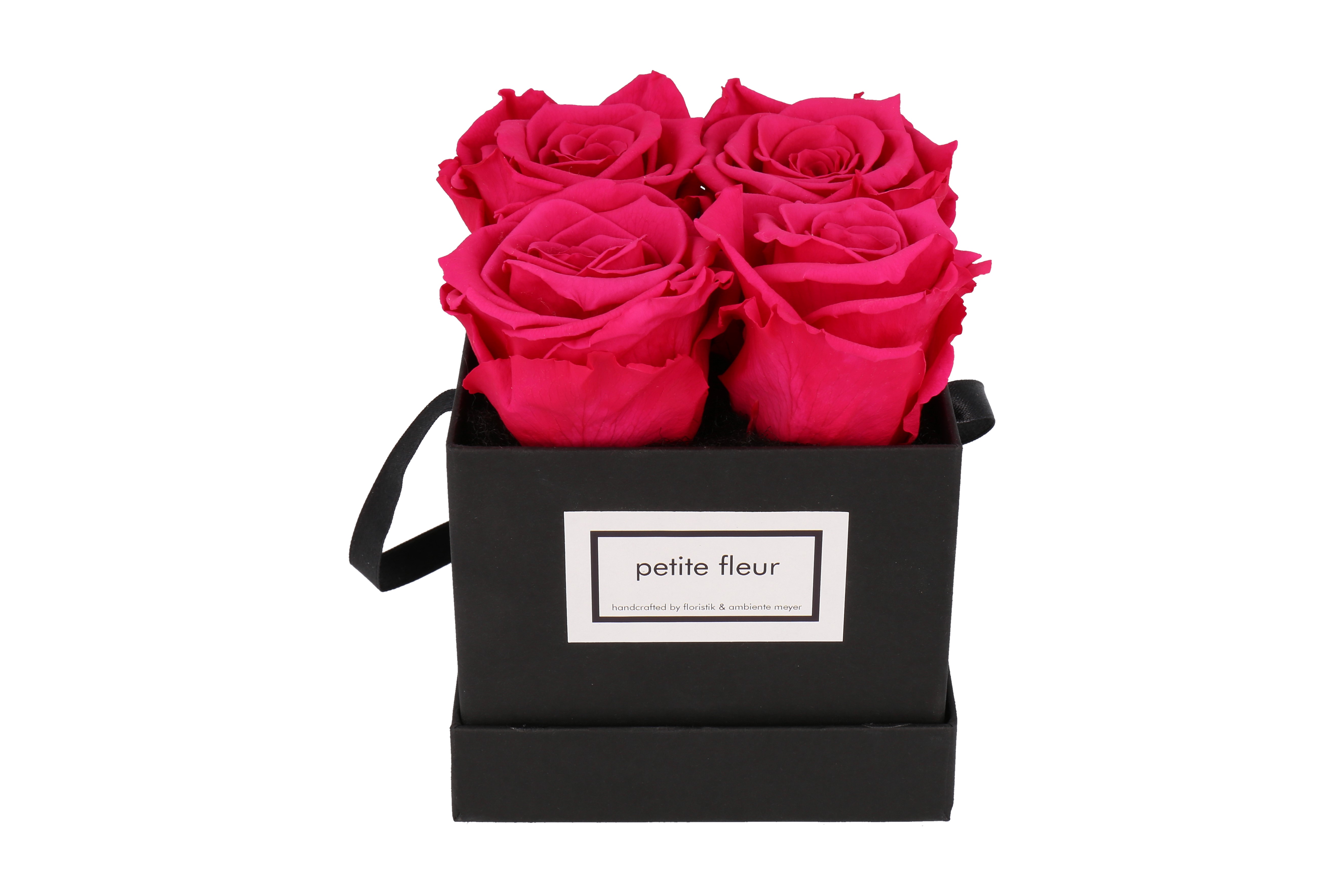 Petite Fleur Flowerbox Infinity Rosen S quadratisch in Dunkel Pink mit 4-5 Rosen 