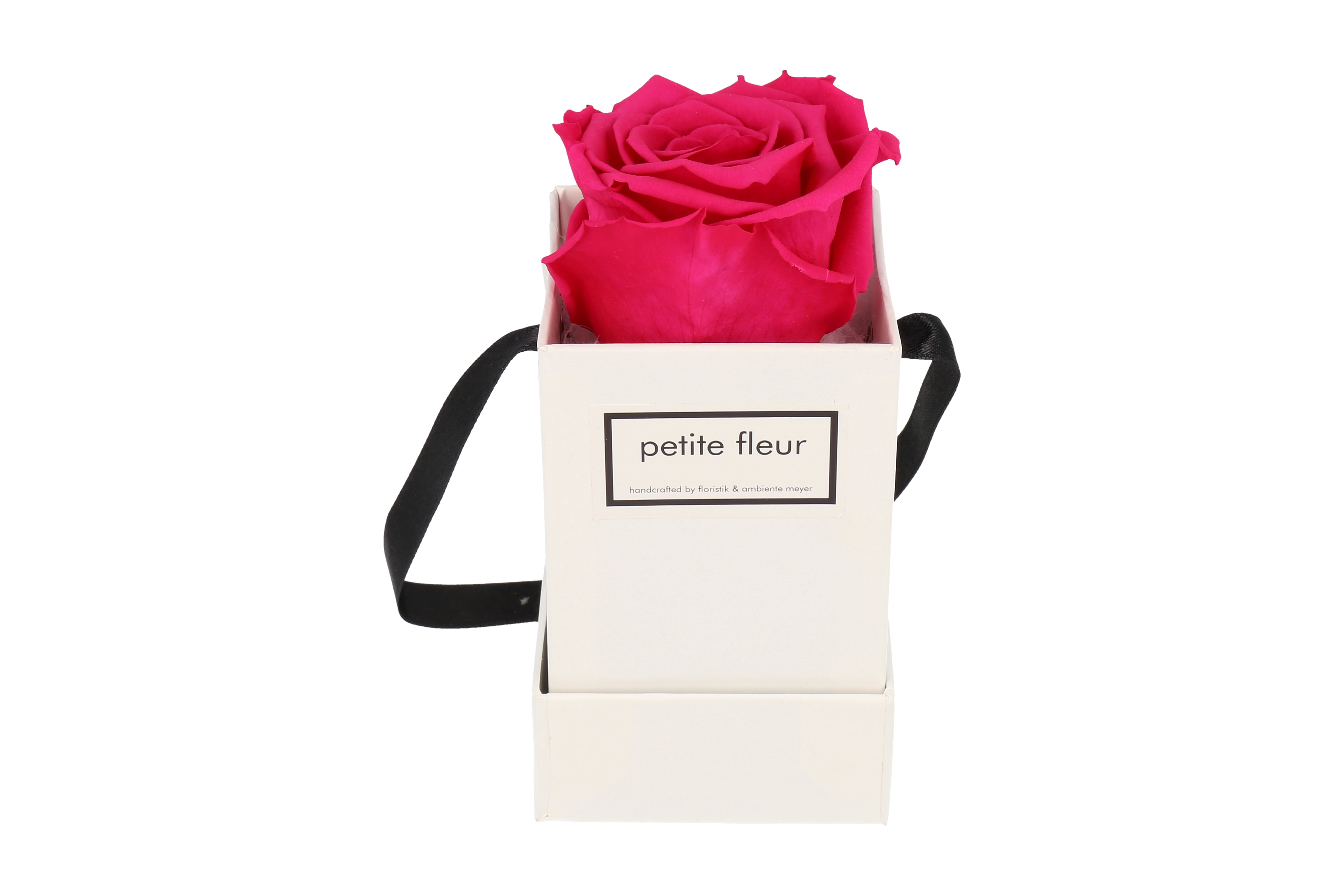 Petite Fleur Flowerbox Infinity Rosen XS quadratisch in Dunkel Pink mit 1 Rose 