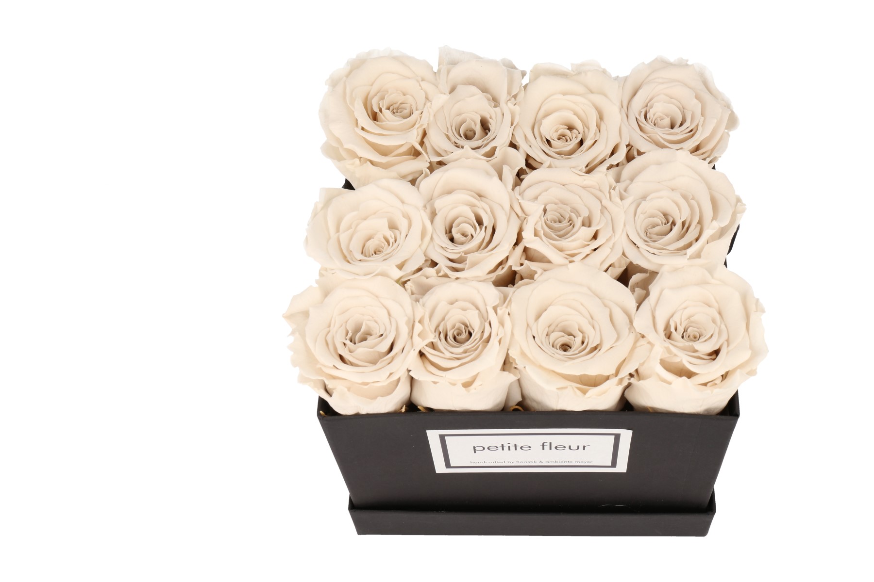 Petite Fleur Flowerbox Infinity Rosen M quadratisch in Ivory mit 9-12 Rosen 