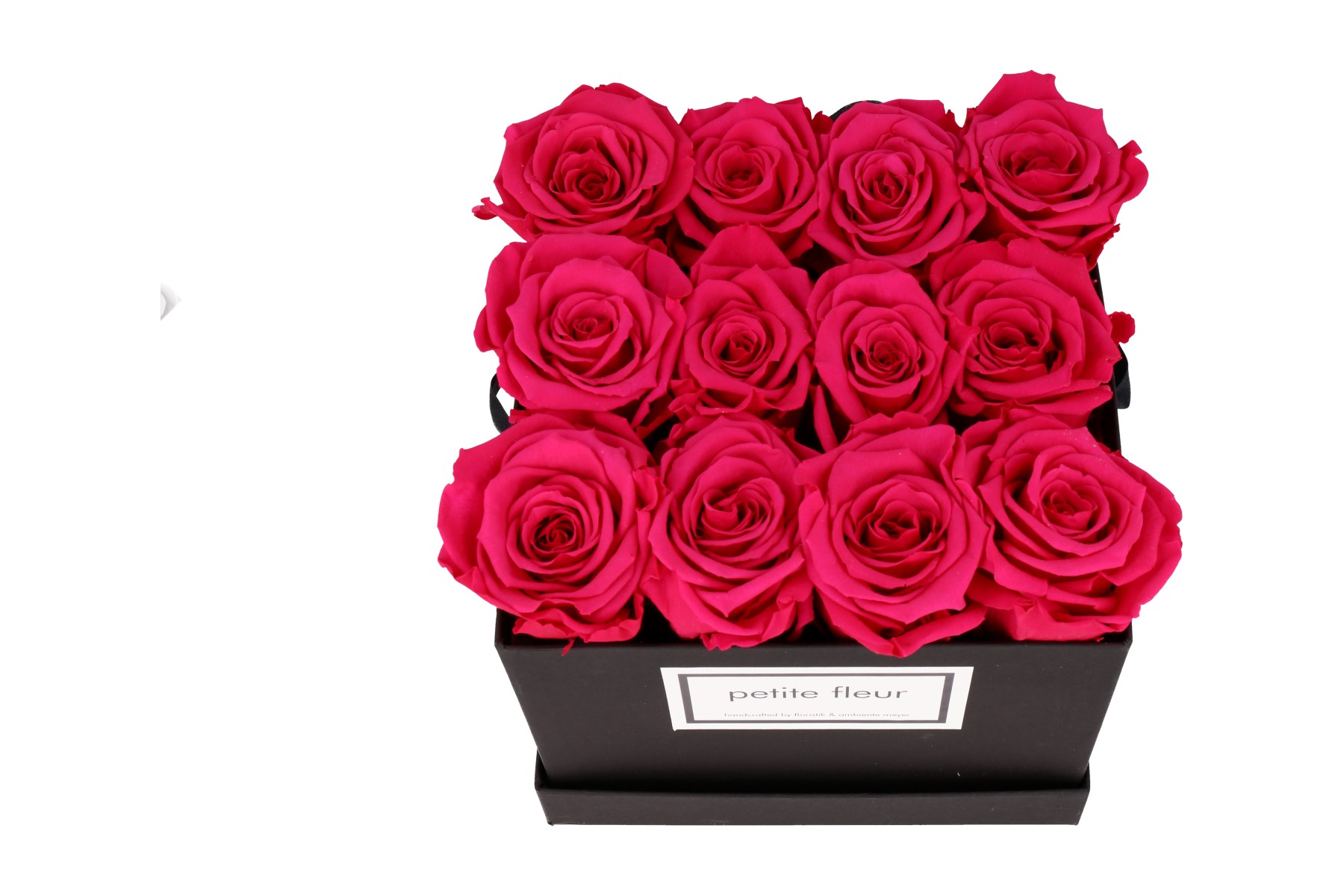 Petite Fleur Flowerbox Infinity Rosen M quadratisch in Dunkel Pink mit 9-12 Rosen 
