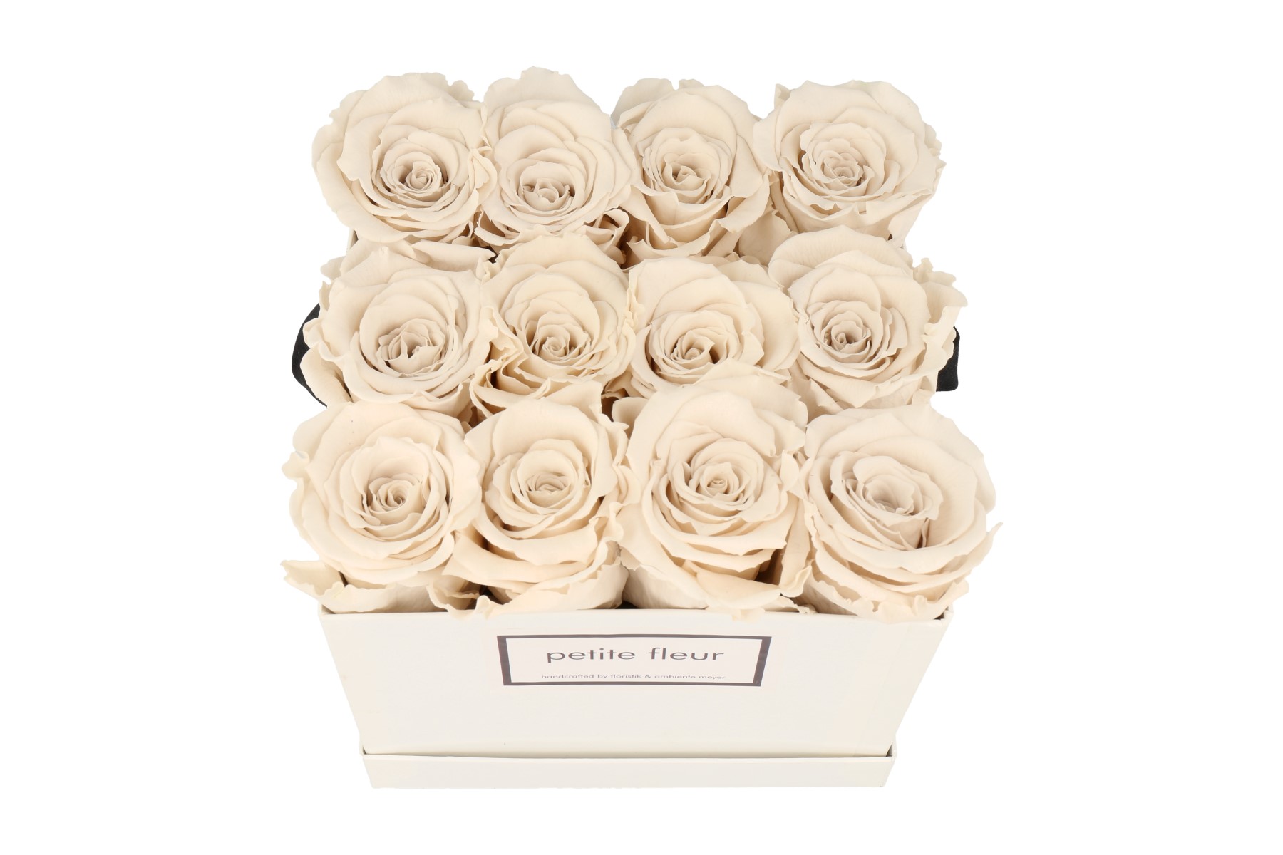 Petite Fleur Flowerbox Infinity Rosen M quadratisch in Ivory mit 9-12 Rosen 