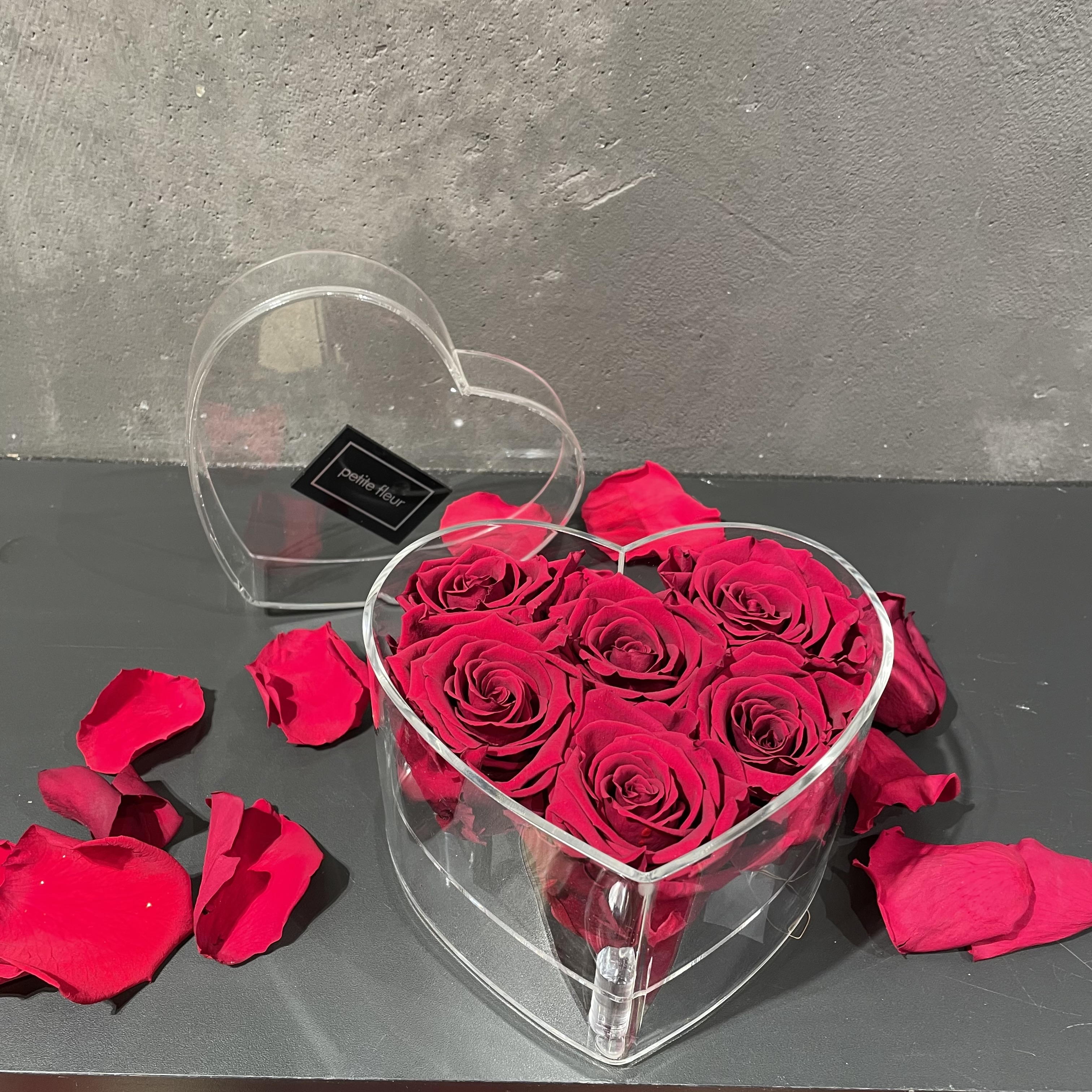 Infinity Herz - Rosenbox "petite fleur" aus Acryl 