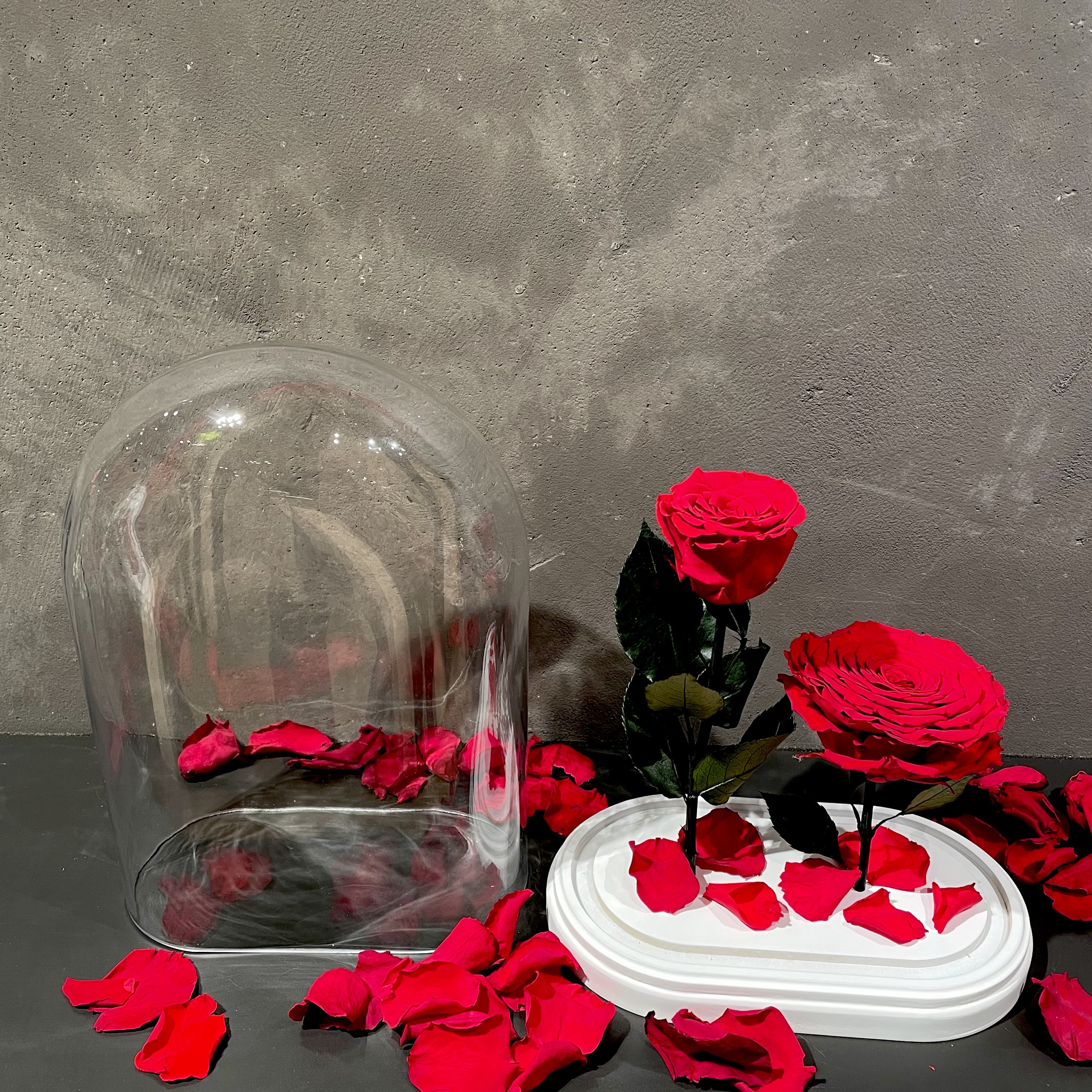 Infinity Rosenherz und Rose in Glashaube von "petite fleur" 